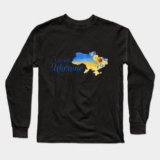 I am with Ukraine, design with map of Ukraine and flowers Long Sleeve T-Shirt